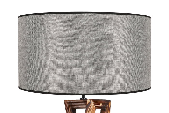 Opviq Lámpara de Pie de Madera con Pantalla de Tela Gris y Marrón